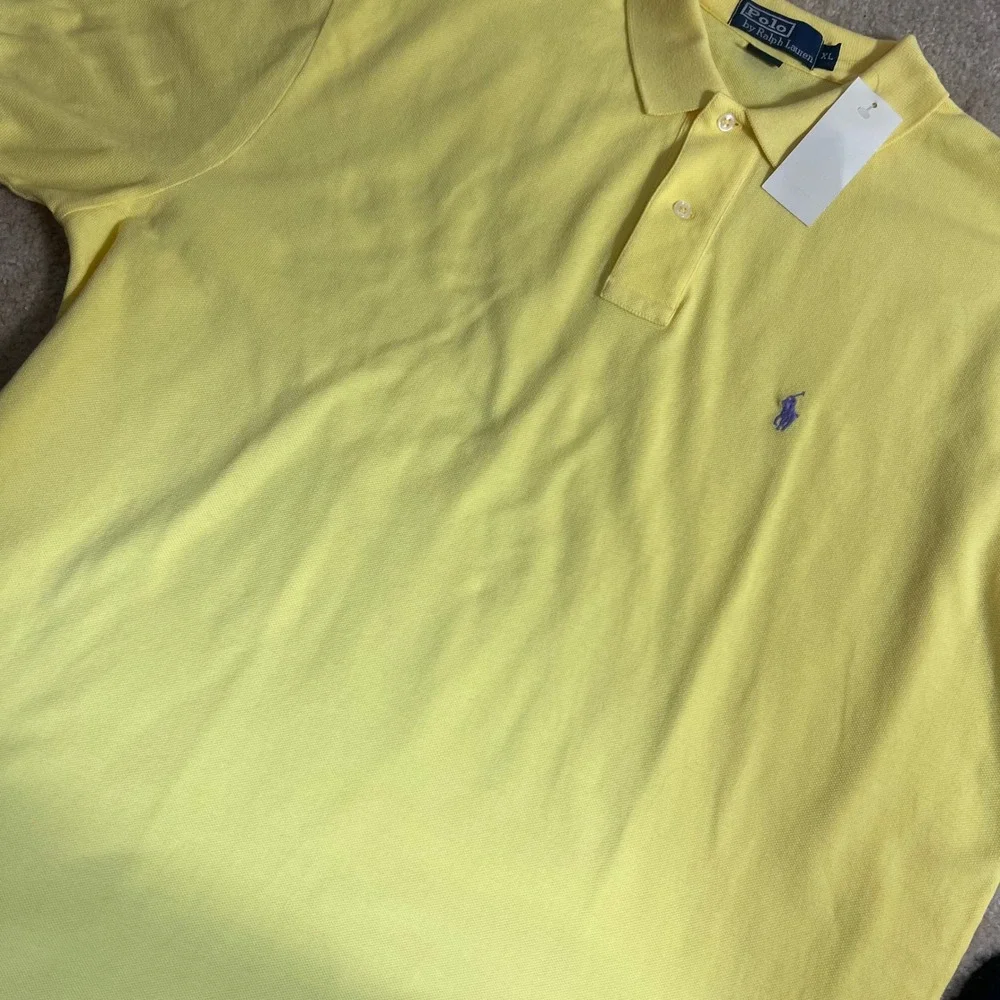 New Polo Ralph Lauren Polo Shirt Mens XL Yellow Short Sleeve Pique Oxford Pony